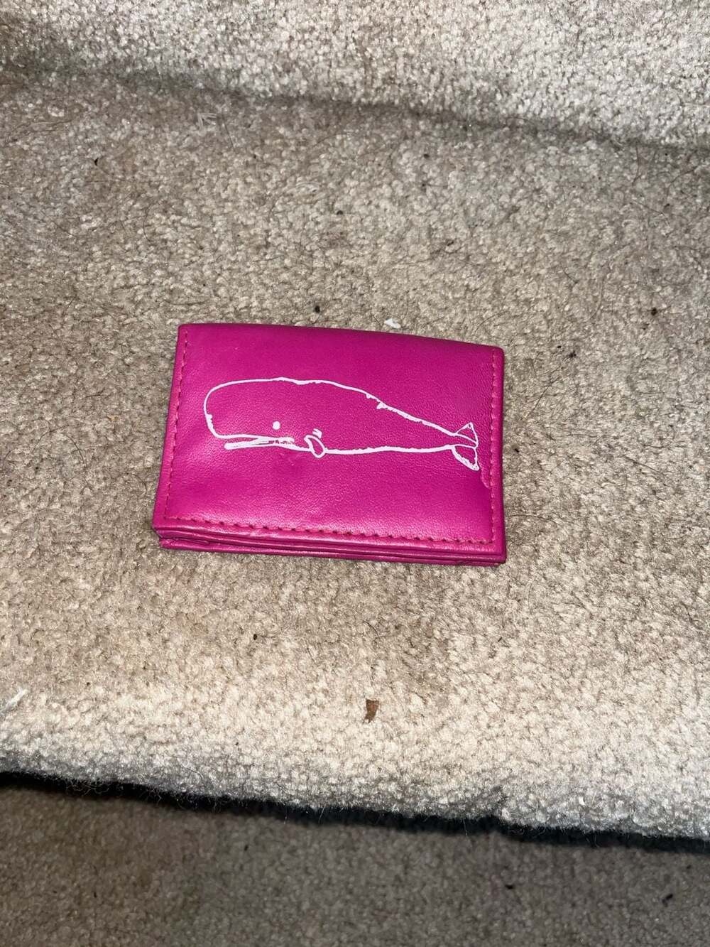 Shara Porter Pink Hand-Printed Leather Whale Card Holder Wallet